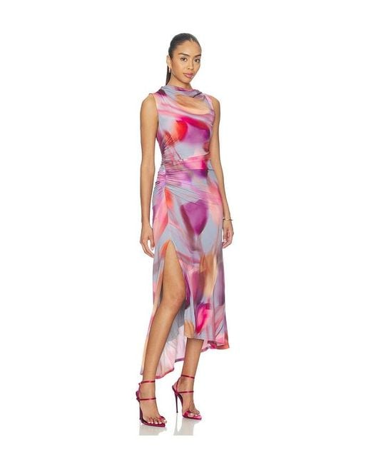 AMUR Red Kai Asymmetrical Dress