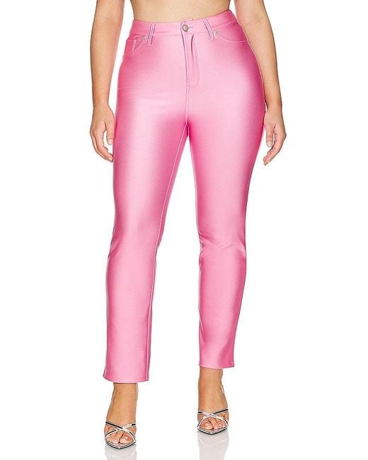 Pantalón recto de compresión brillante GOOD AMERICAN de color Pink