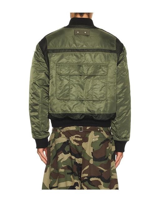 ANDERSSON BELL Green Flight Layered Washed Bomber Jacket for men