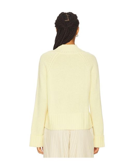 Autumn Cashmere Natural 6-Ply Cuffed Solid Boxy Mock Neck Top