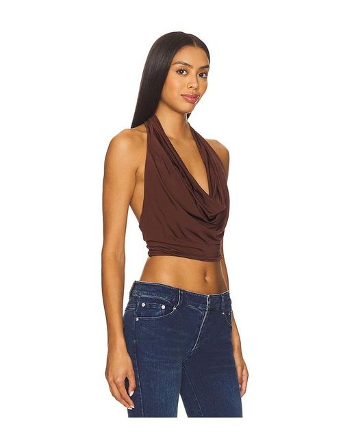 Alice + Olivia Ayanna Deep Halter Top Blue
