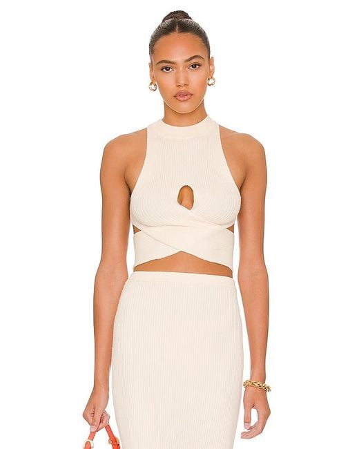 Camila Coelho White Macadamia Crossover Top