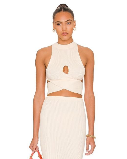Camila Coelho White Macadamia Crossover Top