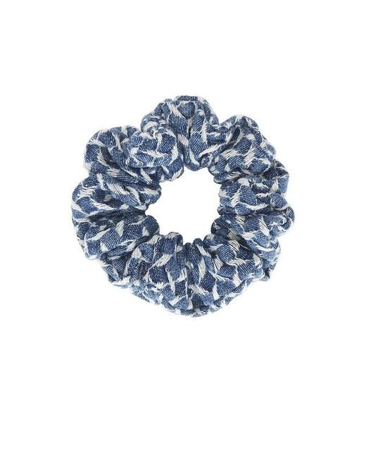 Lele Sadoughi Blue Lattice Denim Scrunchie