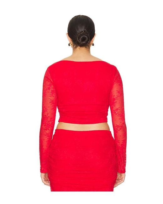 AFRM Red Noam Lace Top