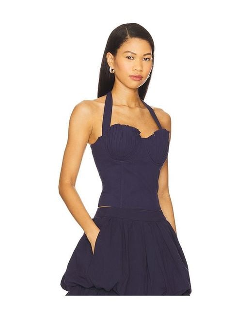Line & Dot Blue Perla Halter Top