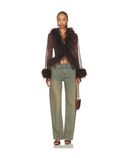 bubish Multicolor Gigi Sheer Feather Blouse Top