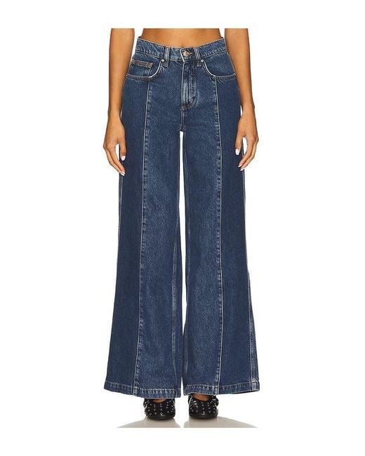 seventy + mochi Blue Two Tone Bay Wide Leg Jeans