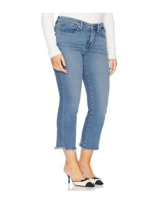 GOOD AMERICAN Blue Good Petite Straight Split Pockets Jeans