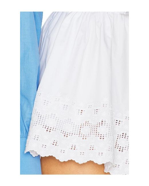 Helsa Blue The Summer Short With Vintage Swiss Embroidery