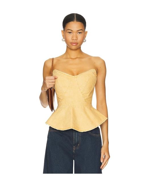 AFRM Blue The Princess Peplum Top
