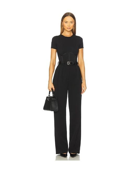 GOOD AMERICAN Black Weightless Scuba Corset Bodysuit