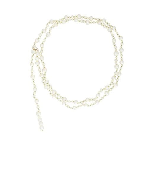 Loren Stewart White Pearl Wrap Necklace & Belt