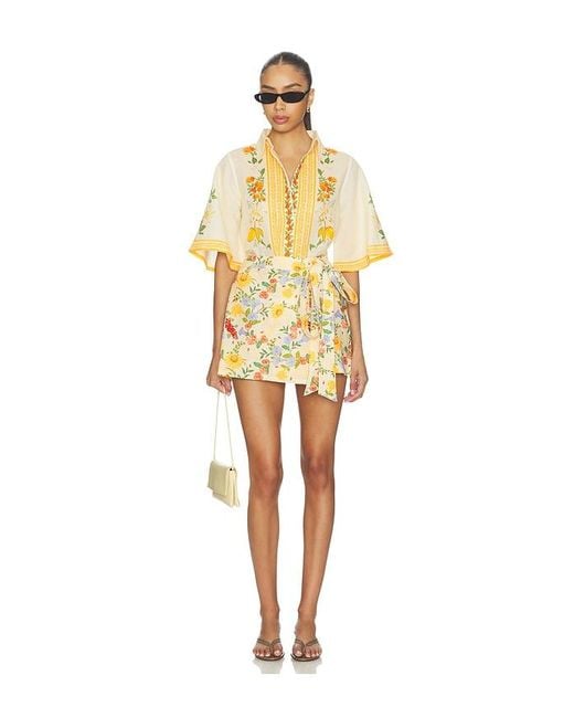 VERANDAH Yellow Floral Bell Sleeve Shirt