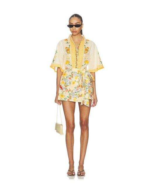 VERANDAH Yellow Mini Wrap Skirt