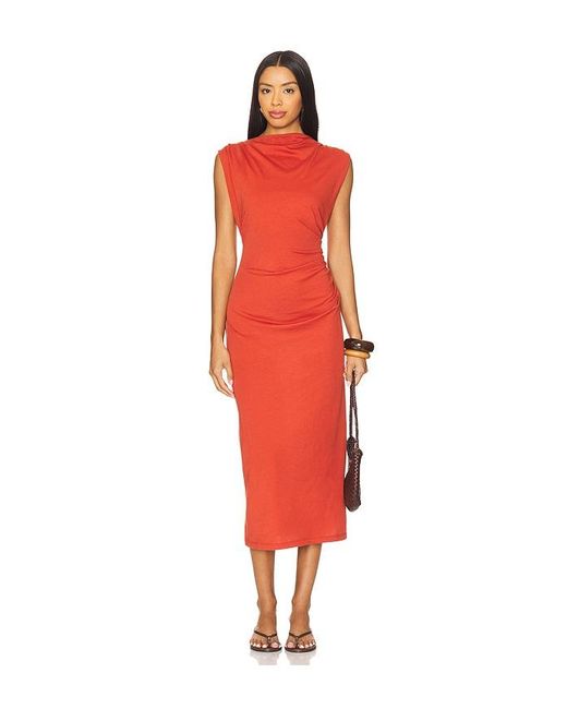 Vestido Estilo Camiseta Sin Mangas Con Cuello Vuelto En Color Rojo Ladrillo Talla (También En M, S, Xs) Vince de color Red