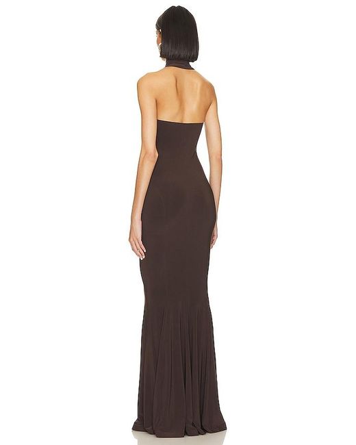 Norma Kamali Blue Halter Turtle Fishtail Gown