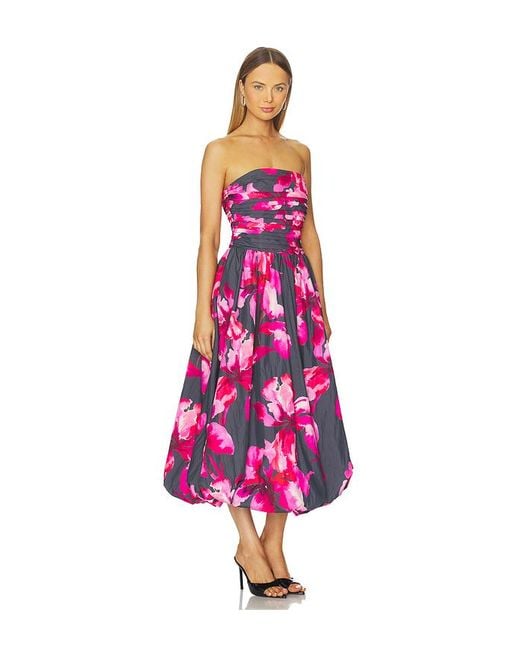 AMUR Pink Helena Bubble Midi Dress