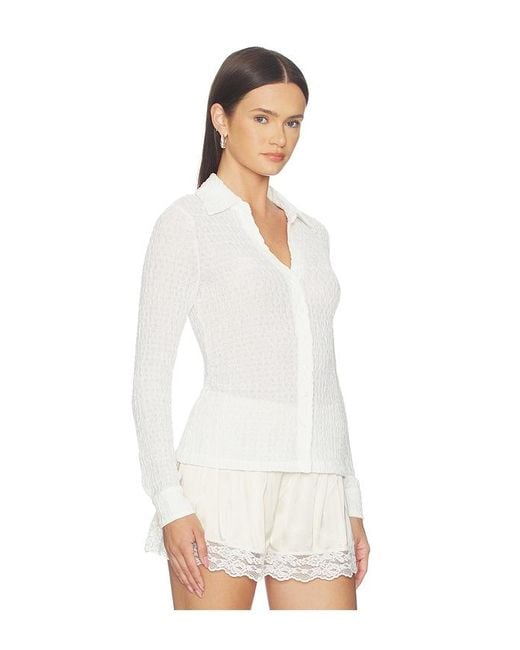 Sanctuary White Juno Textured Button Front Top