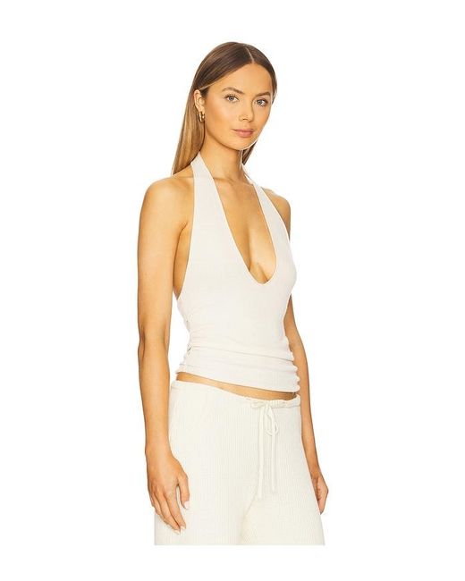 AYA MUSE White Knit Halter Top