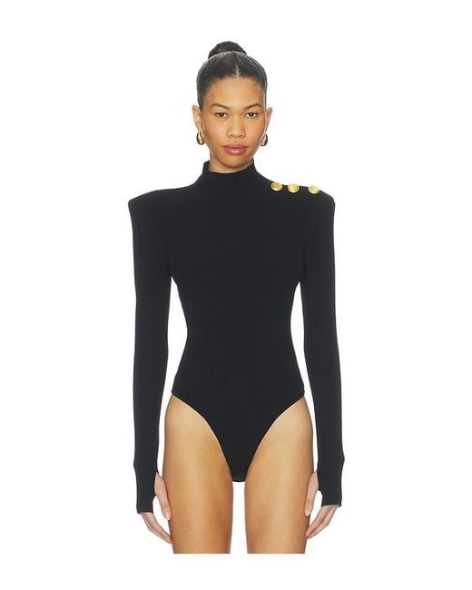 L'Agence Black 'Agence Jennis Mockneck Knit Bodysuit