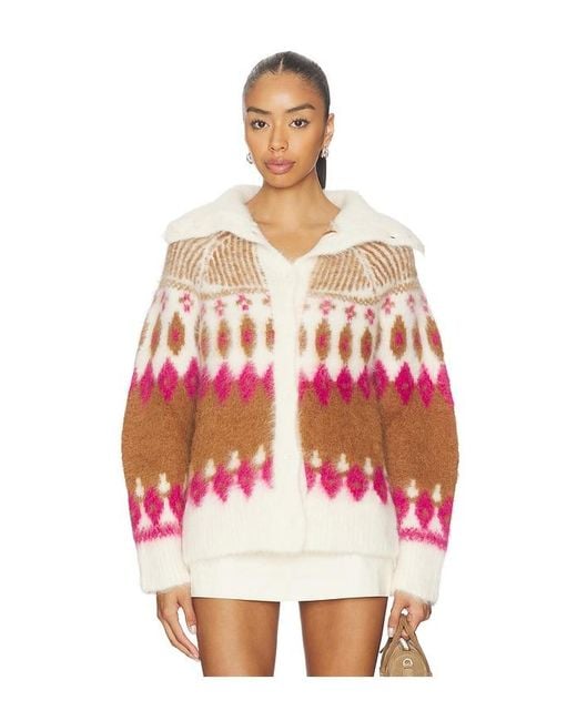 NAADAM Red Italian Luxe Brushed Fair Isle Reversible Cardigan