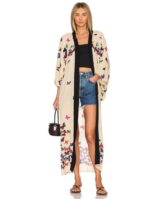 Free People Synthetic Butterfly Kisses Kimono in Beige Combo (Natural ...