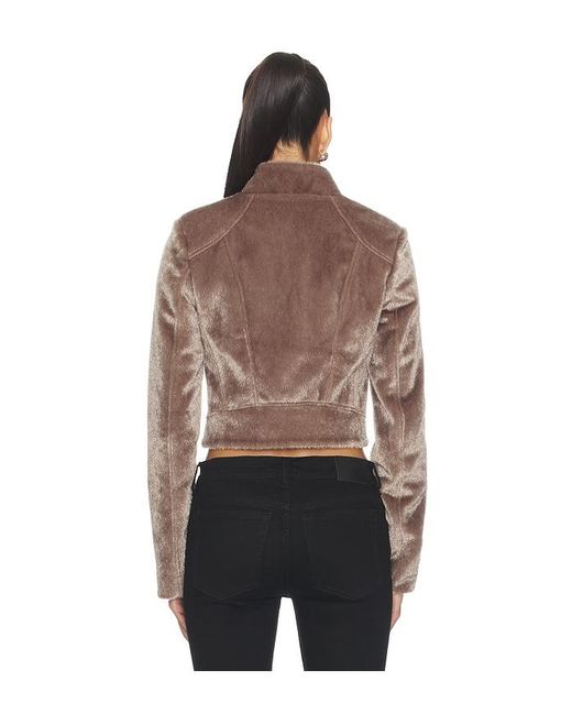 CULTNAKED Brown Faux Fur Motorsport Jacket