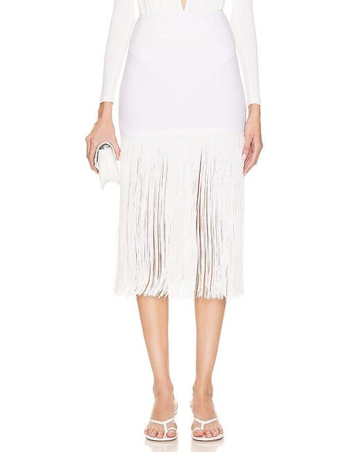 Norma Kamali White X Revolve Fringe Mini Skirt
