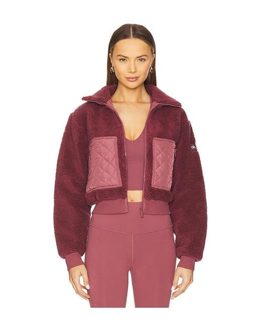 Alo Yoga Sherpa Edge Bomber Jacket in Red | Lyst Alo Yoga Sherpa Edge Bomber Jacket in Red | Lyst