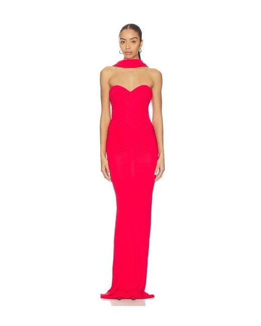 The New Arrivals Ilkyaz Ozel Red Samsara Jersey Maxi Dress