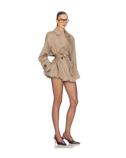 Helsa Natural Short Bubble Hem Trench