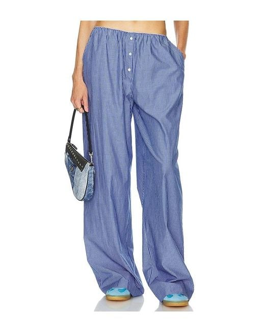 Helsa Blue Pinstripe Poplin House Pants