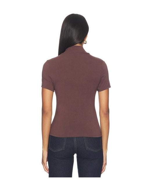 LNA Blue Demi Fitted Mock Neck Top