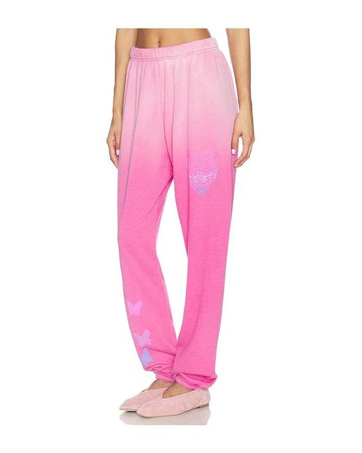 Lauren Moshi Pink Butterfly Heart Sweatpant