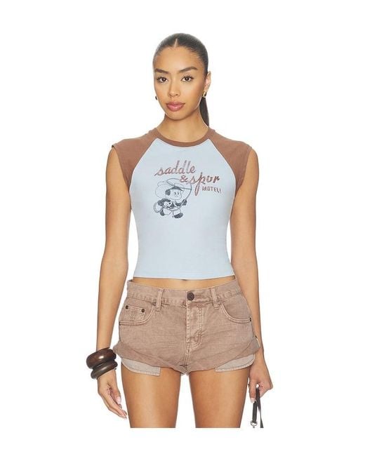 Daydreamer Blue Saddle & Spur Motel Raglan Tank Top