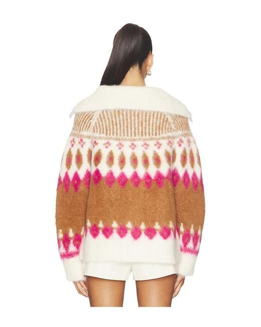 NAADAM Red Italian Luxe Brushed Fair Isle Reversible Cardigan