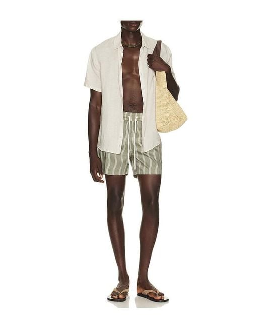 Frescobol Carioca Natural Rio Linen Blend Cabana Wave Swim Short for men