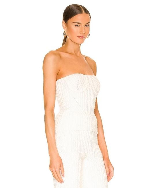 Nbd White Tara Boucle Knit Bustier Tube Top