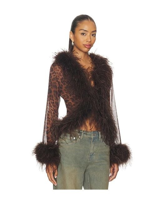 bubish Multicolor Gigi Sheer Feather Blouse Top