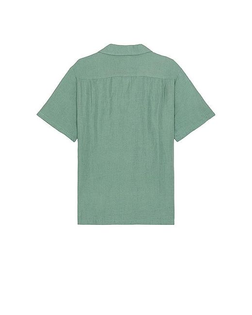 Brixton Green Bunker Linen Blend Short Sleeve Camp Collar Shirt for men
