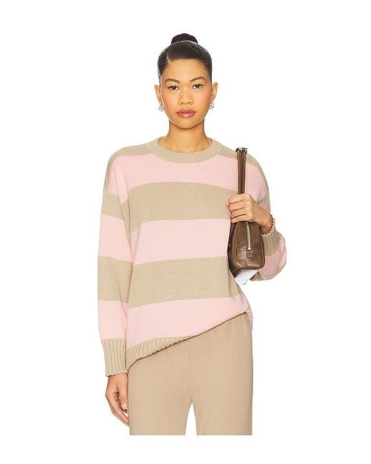 DONNI. Stripe Crewneck Sweater Natural