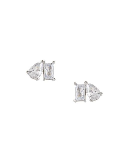 By Adina Eden Metallic Cz Teardrop X Baguette Stud Earring