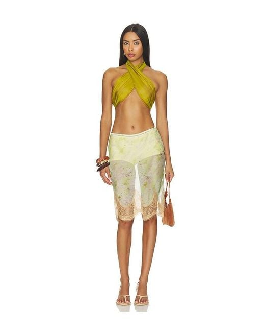 retroféte Yellow Fable Chiffon Top