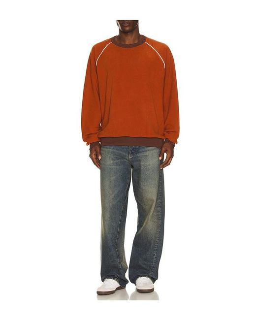 Rhythm Orange Pipe Polar Crewneck Pullover for men