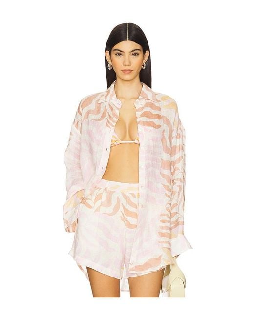 Vitamin A White Playa Linen Boyfriend Shirt