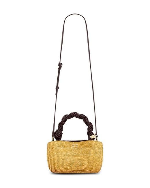 Ganni Metallic Bou Mini Straw Bag