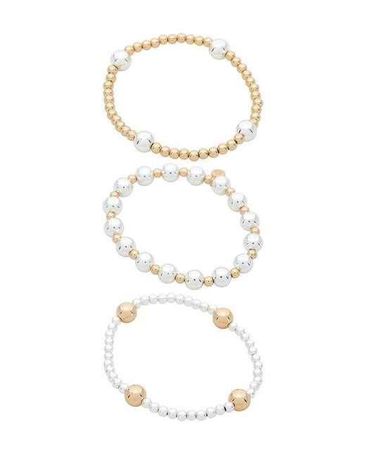 Ettika White Mixed Metal Bubble Line Bracelet Set