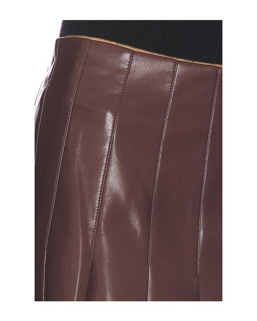 Alice + Olivia Black Carter Faux Leather Stitch Pleat Mini Skirt