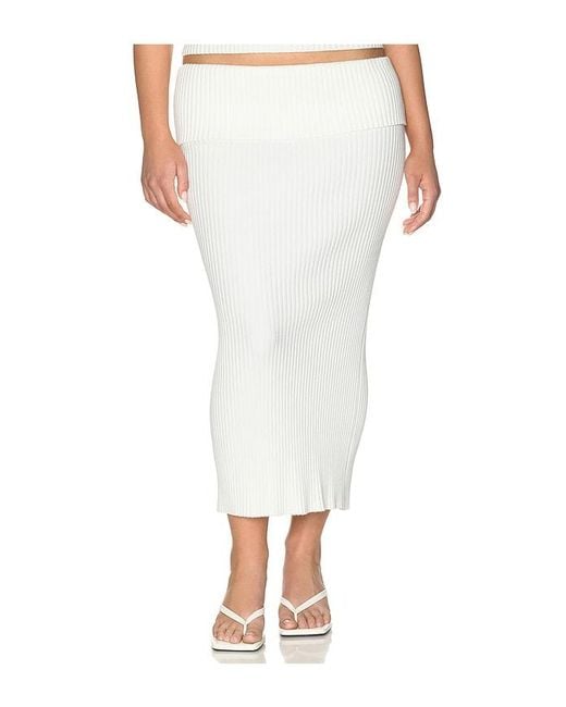 L'academie White 'Academie Jordin Foldover Rib Midi Skirt